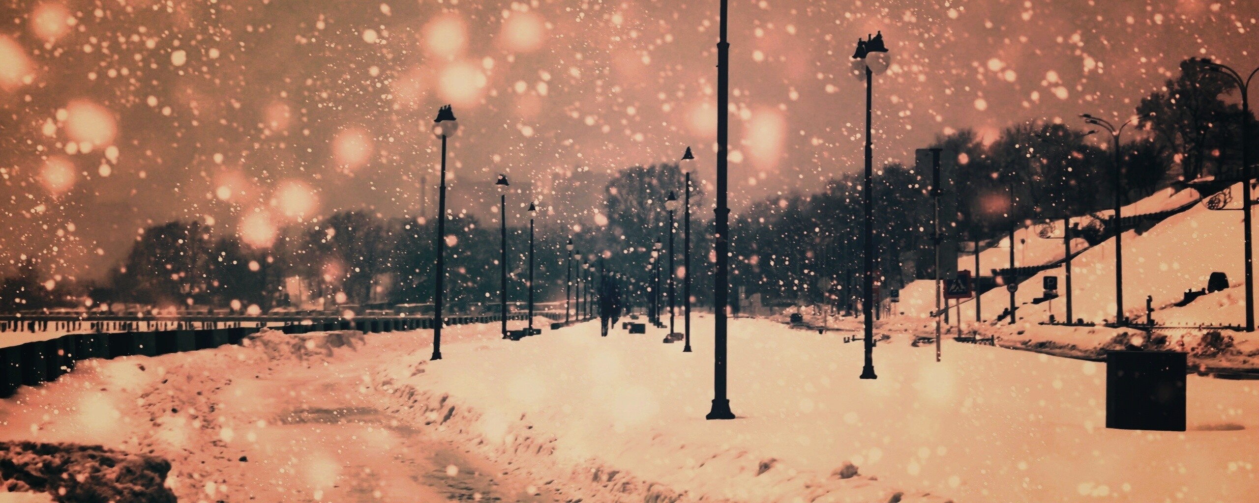 Зимняя набережная обои