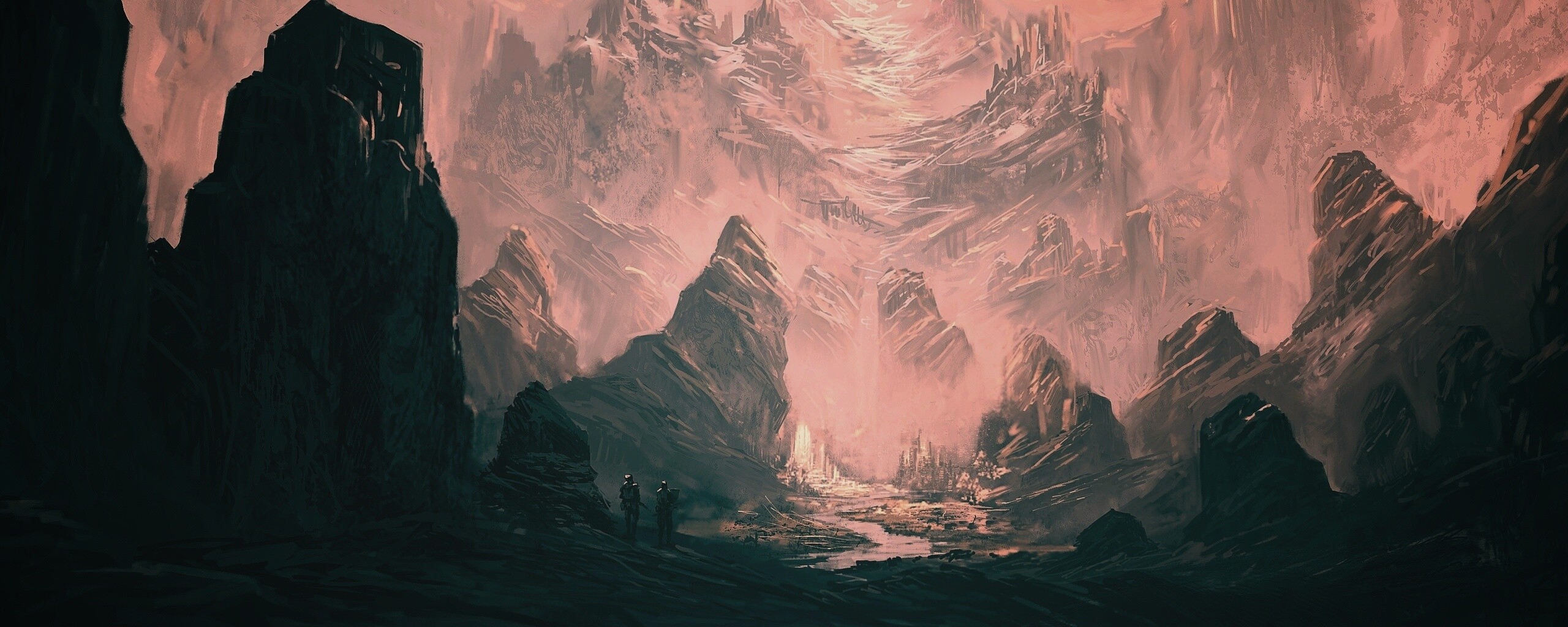 Город в горах обои