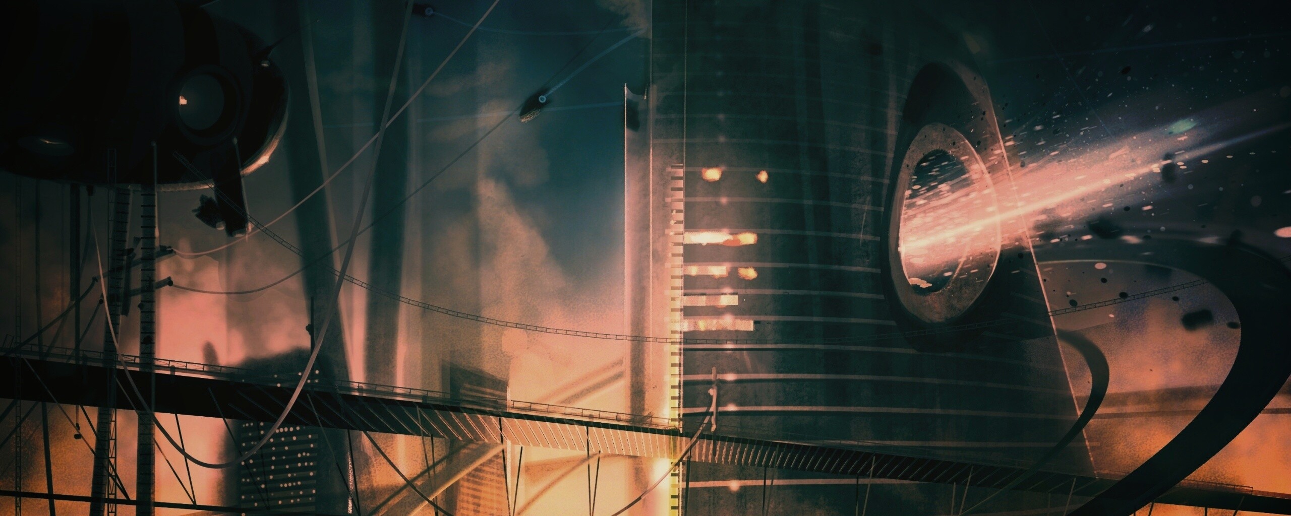 Выброс в городе будущего обои