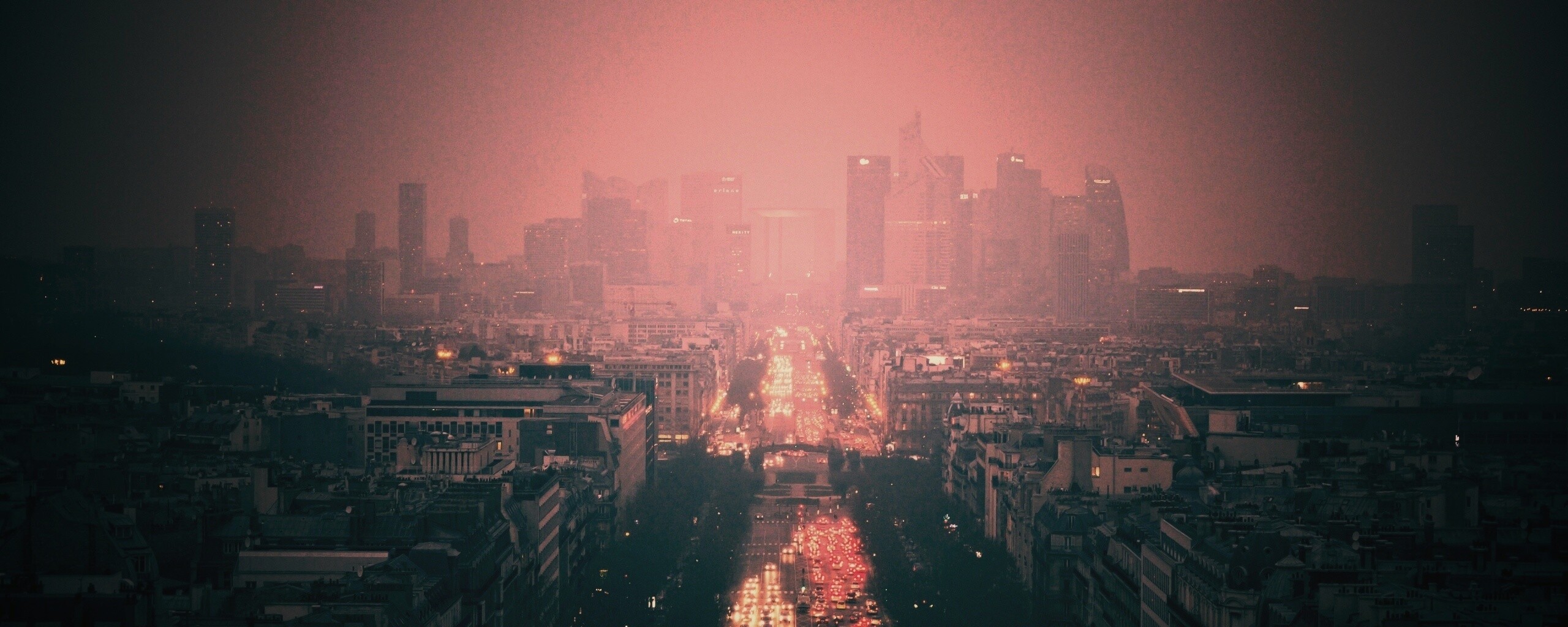 Ночной город в тумане обои