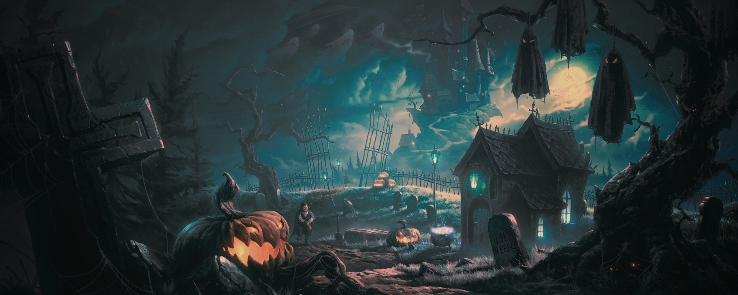 Кладбище на Хэллоувин обои