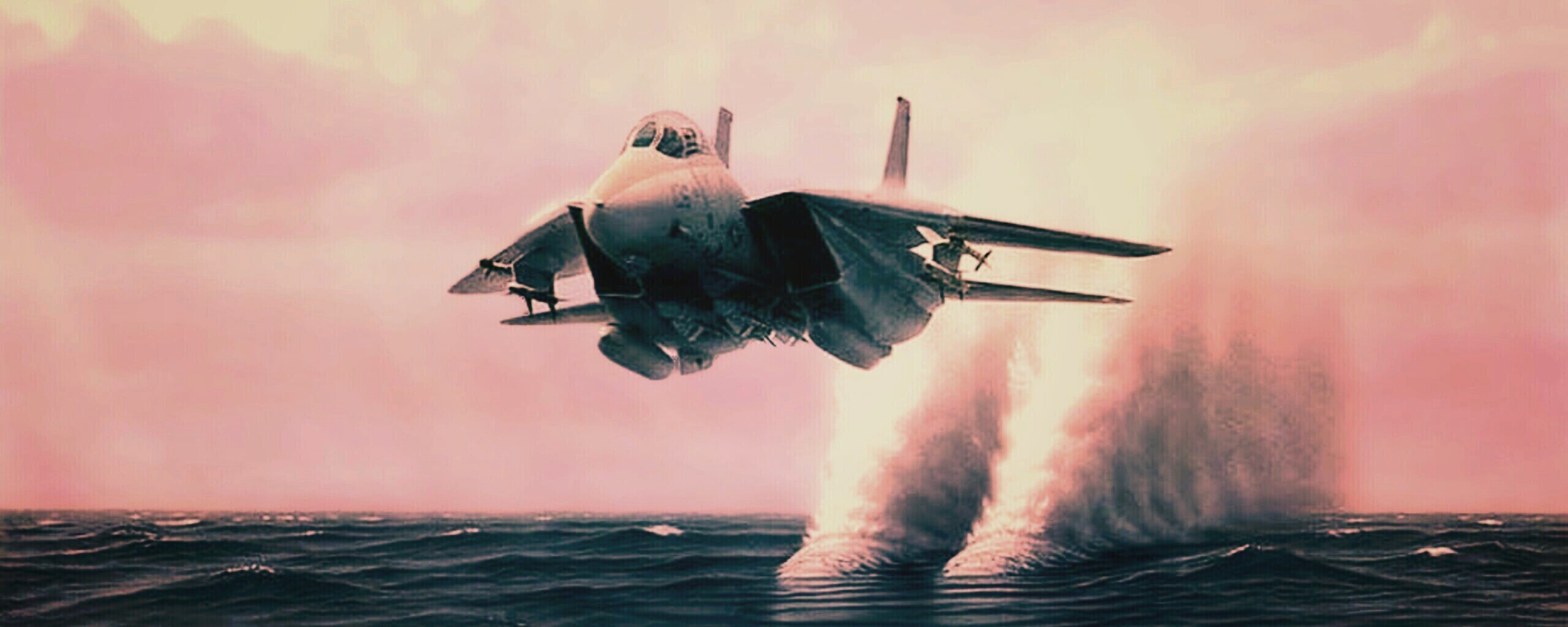 Истребитель над водой обои