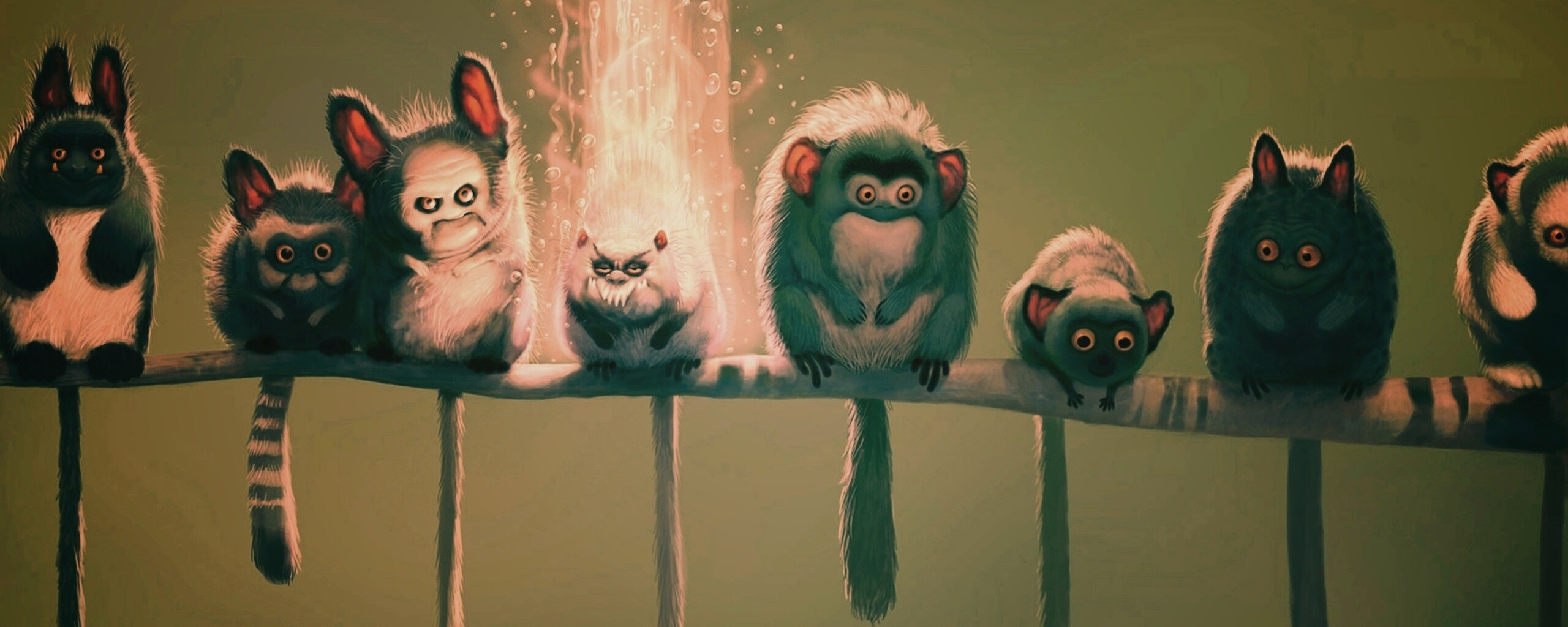 Существа на ветке обои