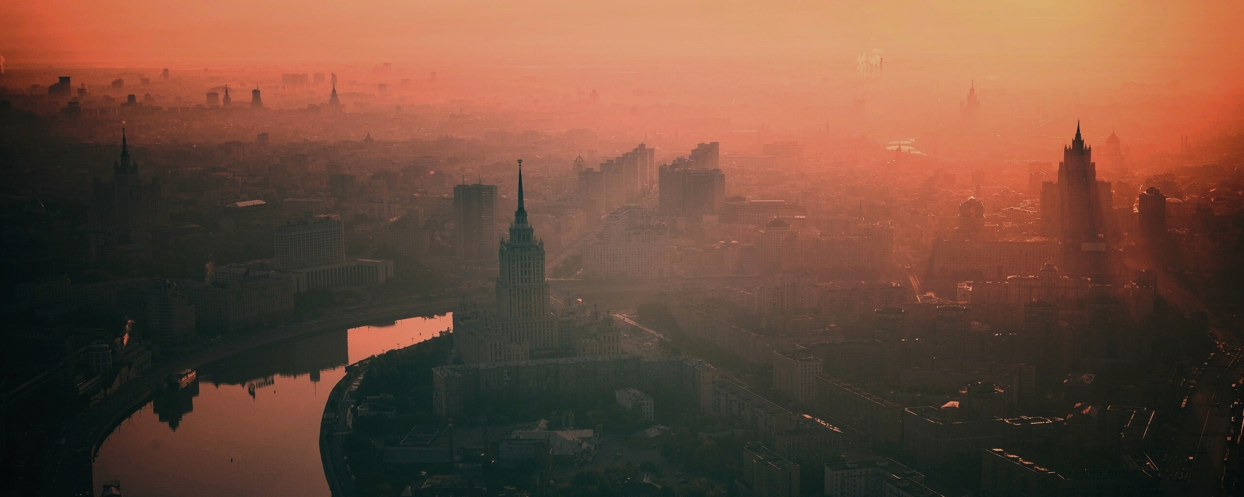 Москва в тумане обои