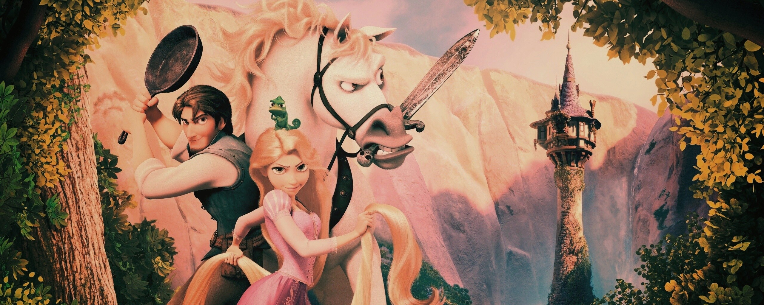 Рапунцель, Флин, Максимус и Паскаль обои