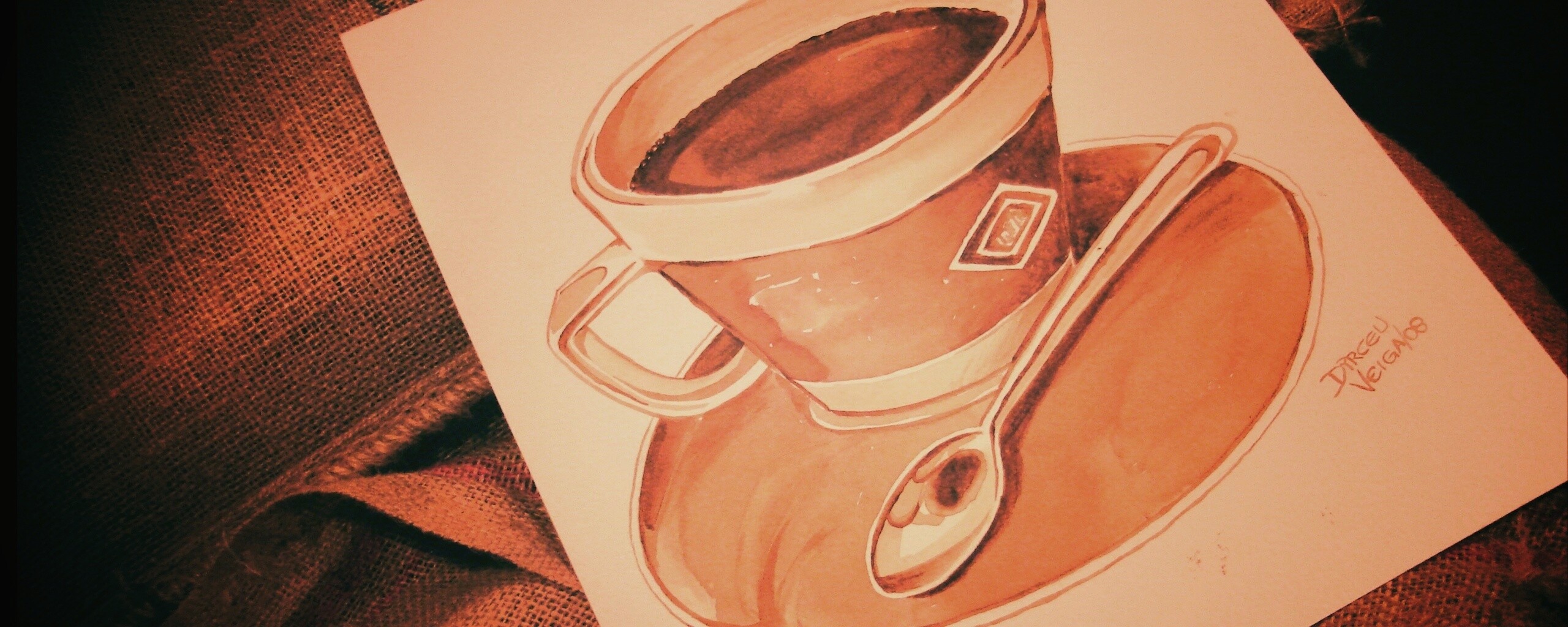 Нарисованная чашка кофе обои