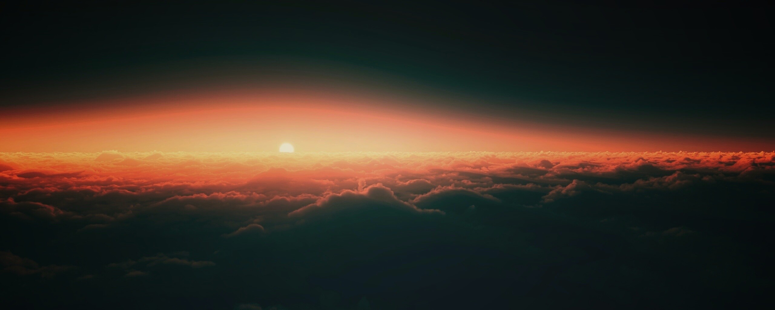 Закат над облаками обои