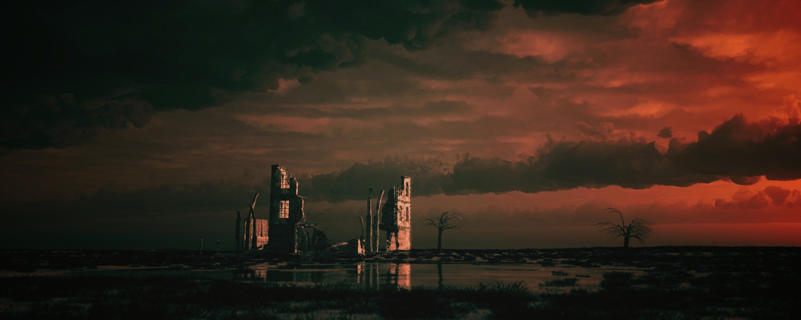 Руины здания обои