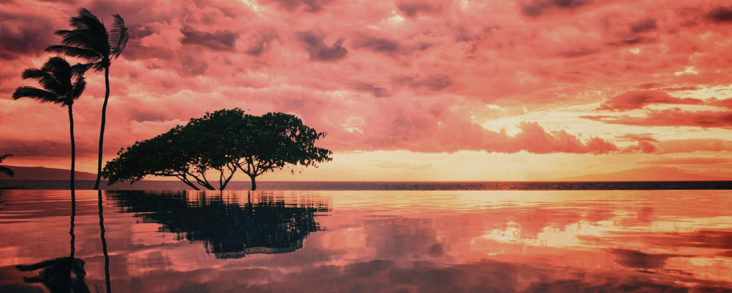 Восход над озером обои