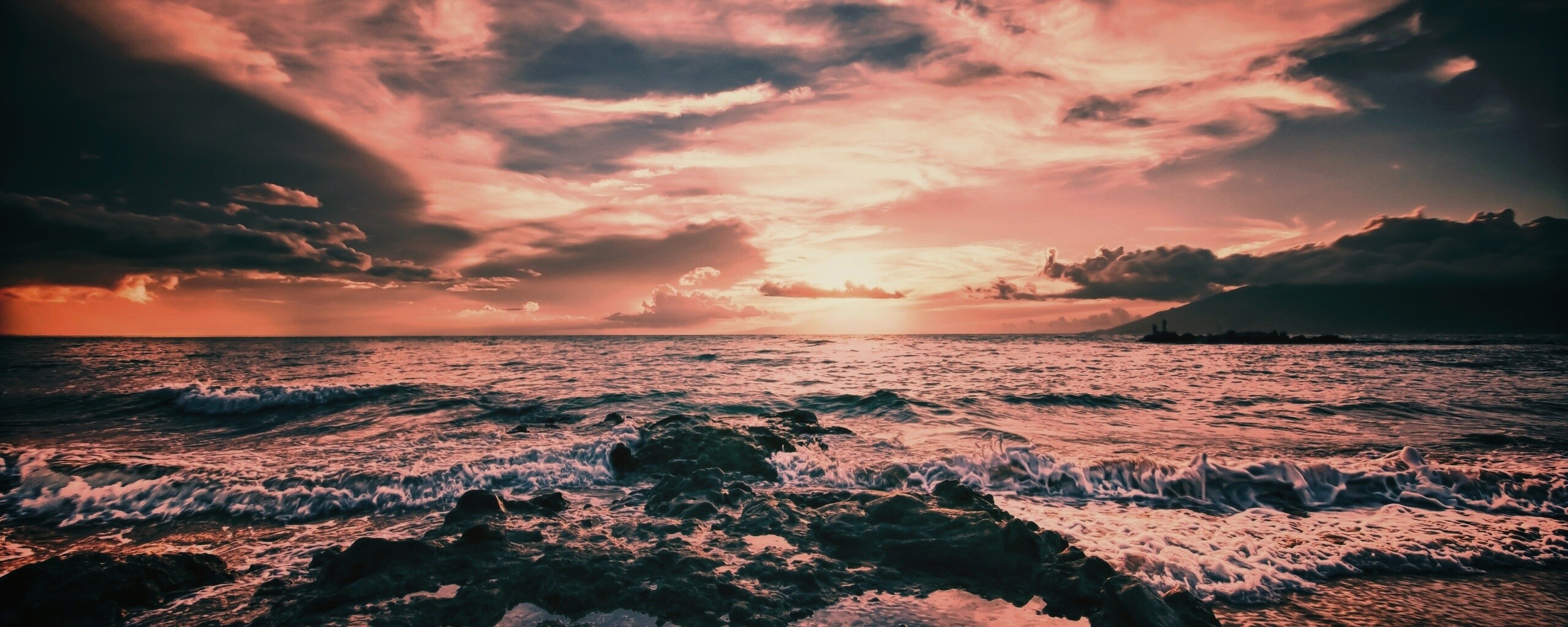 Закат на море обои