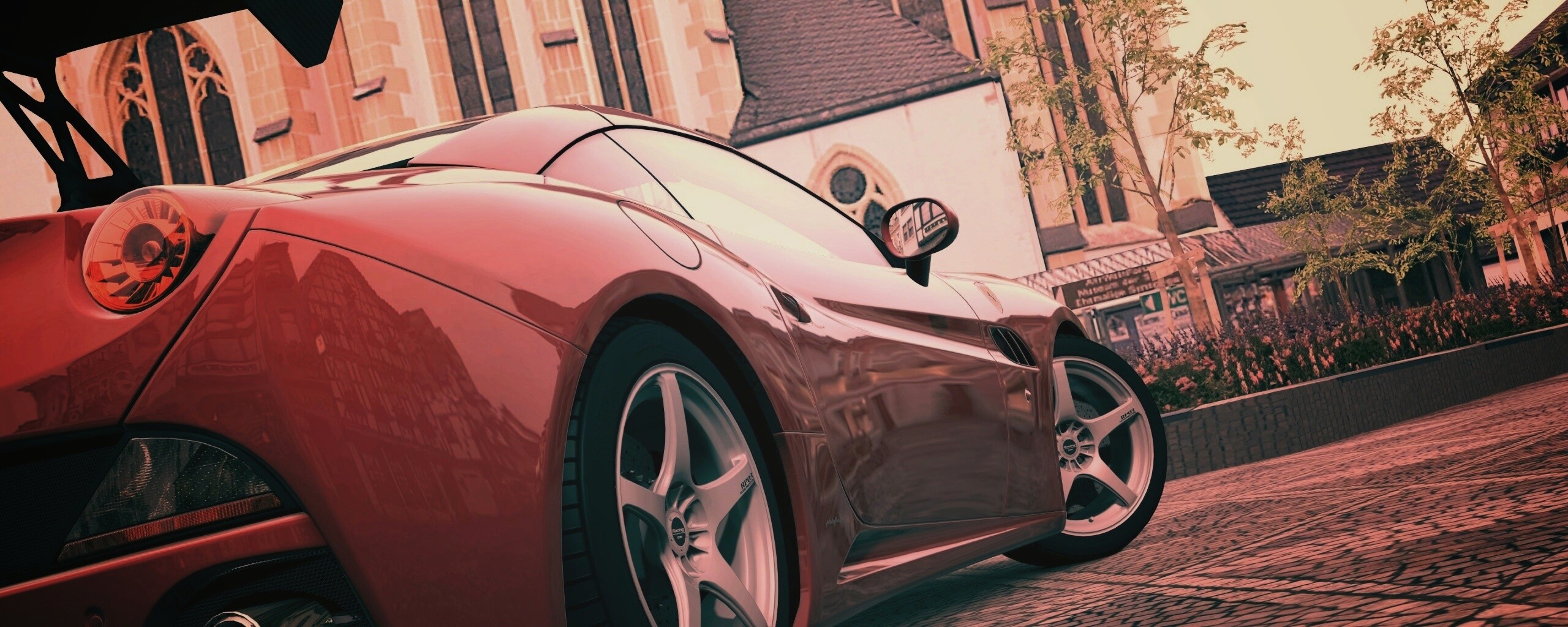 Ferrari на мостовой обои