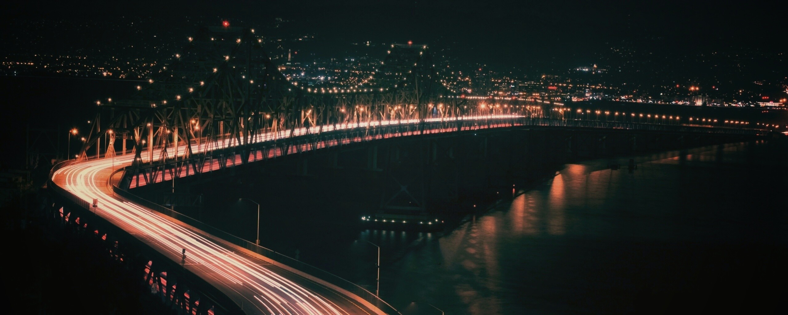 Вид на мост ночью обои