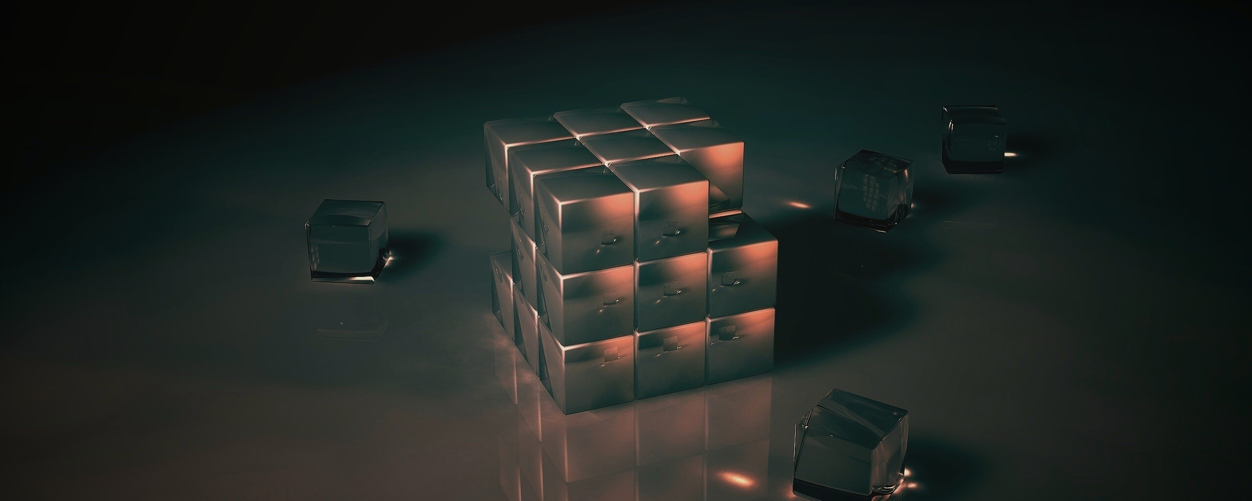 Кубик рубика из стекла обои