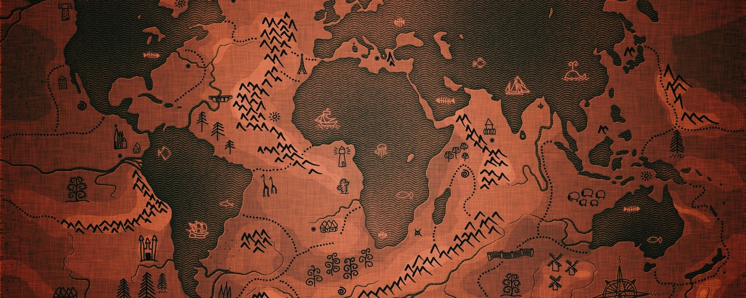 Карта мира наоборот обои