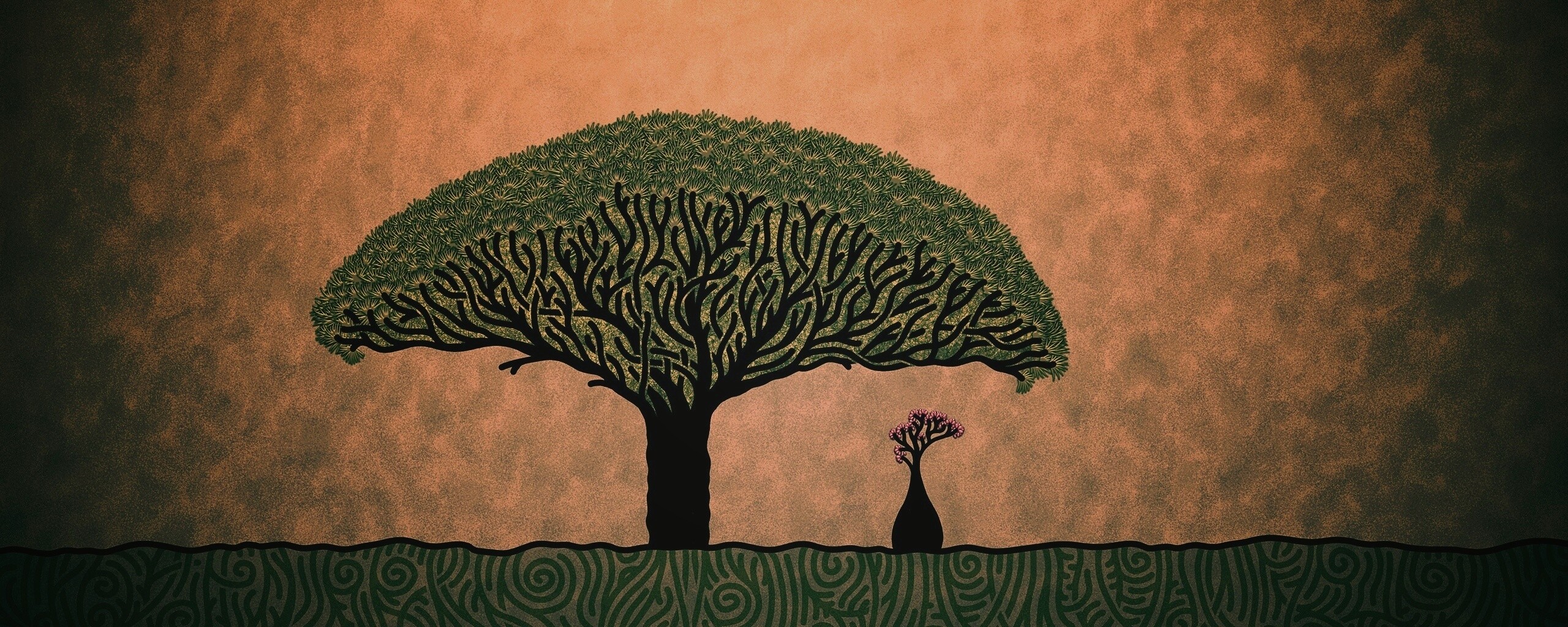 Нарисованное деревце обои