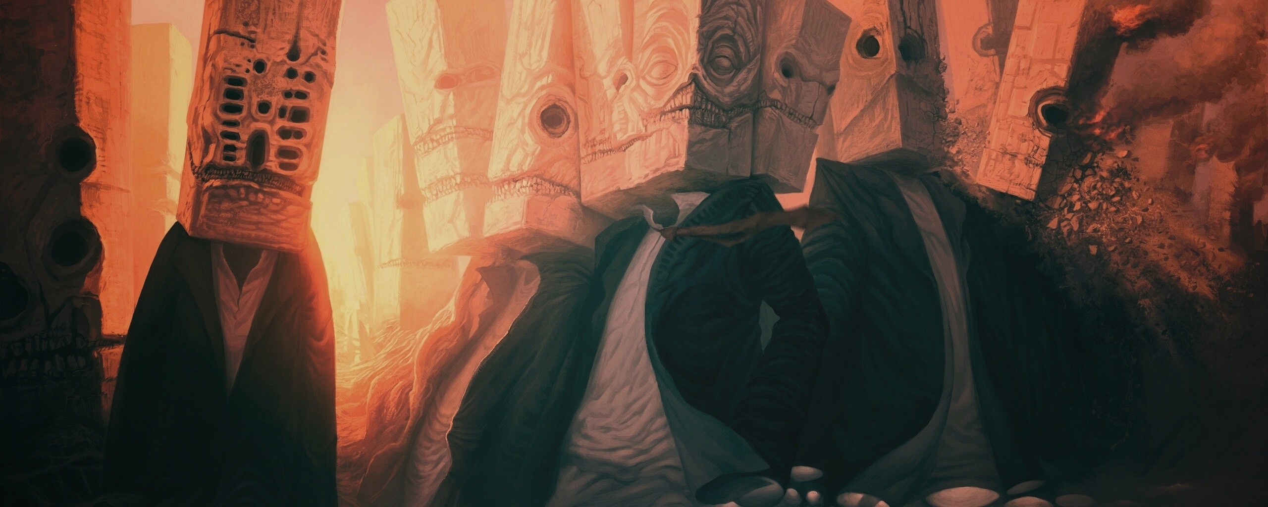 Каменные головы обои