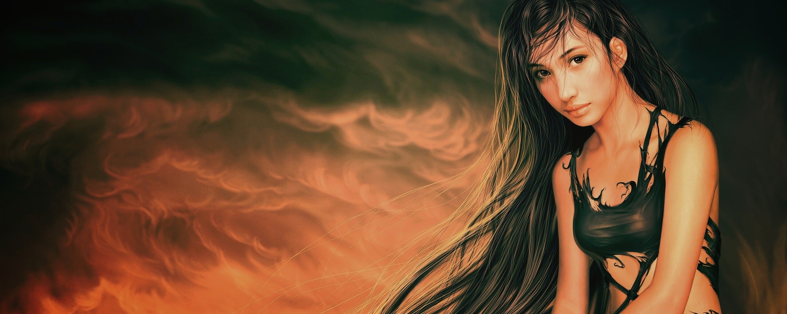 Девушка с длинными волосами обои