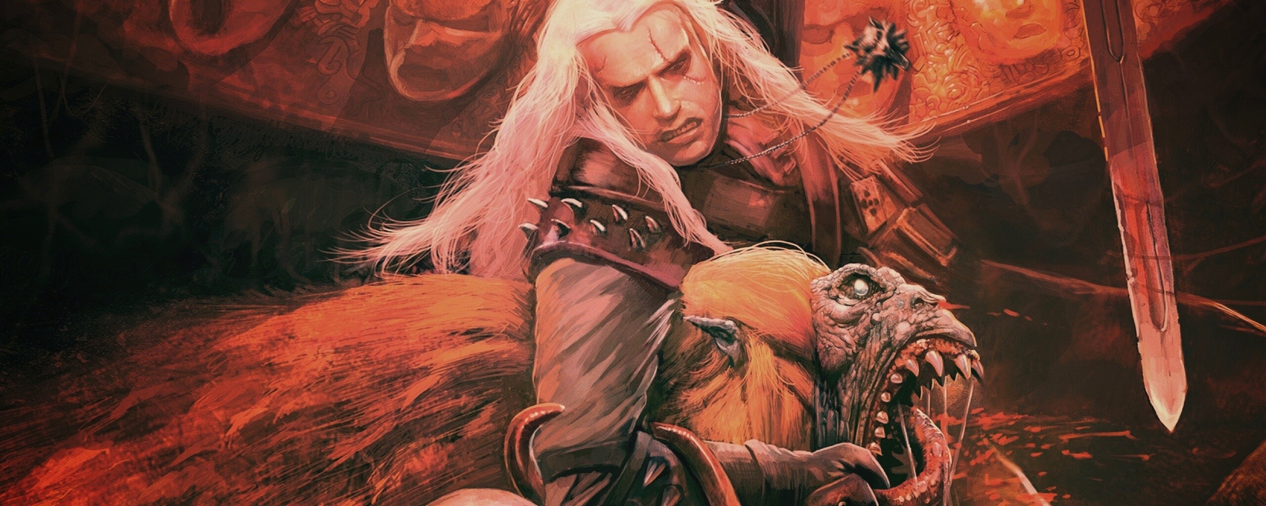 Ведьмак и монстр обои