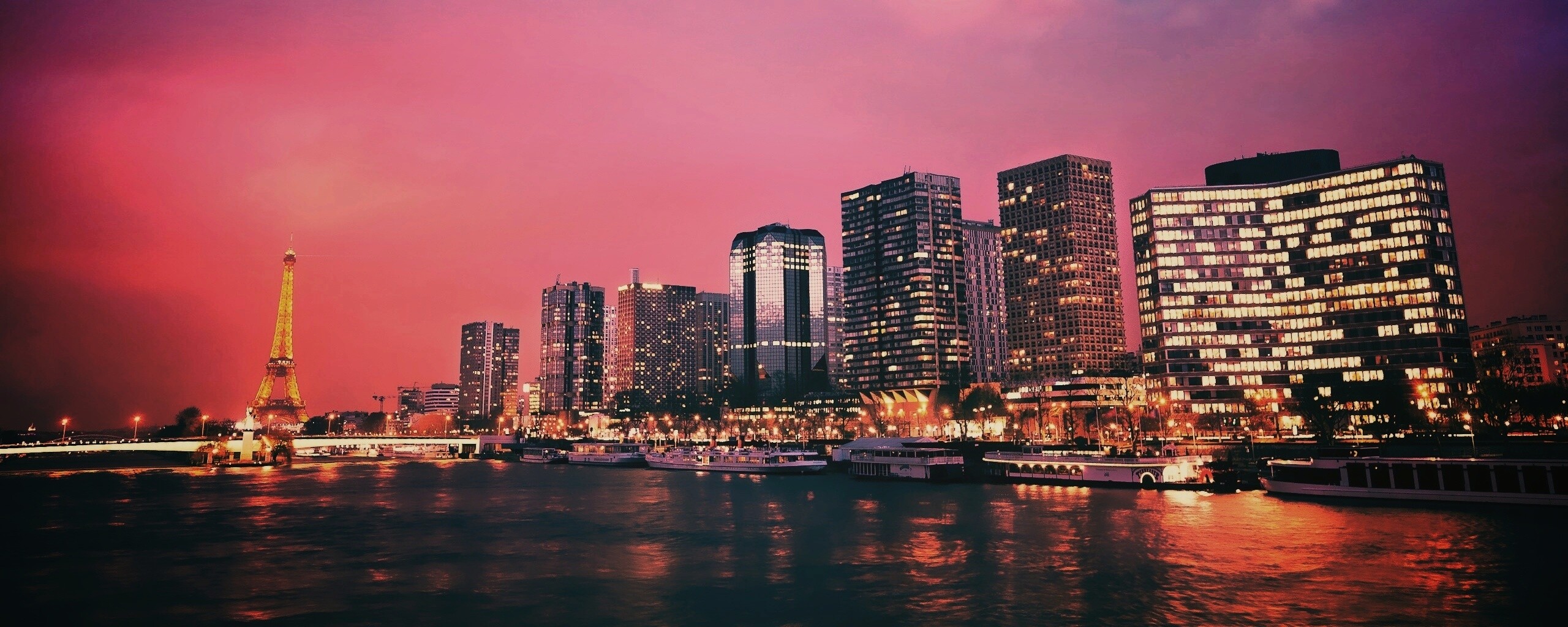 Вид на ночной Париж обои