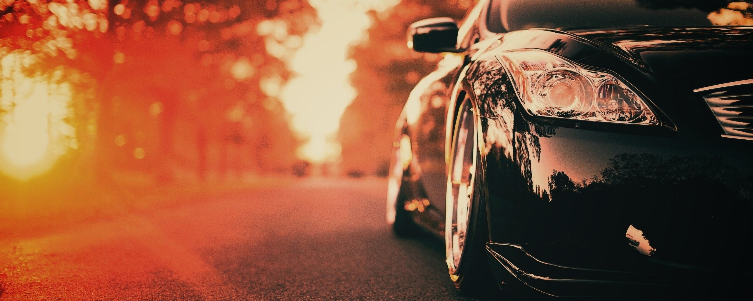 Автомобиль на закате обои