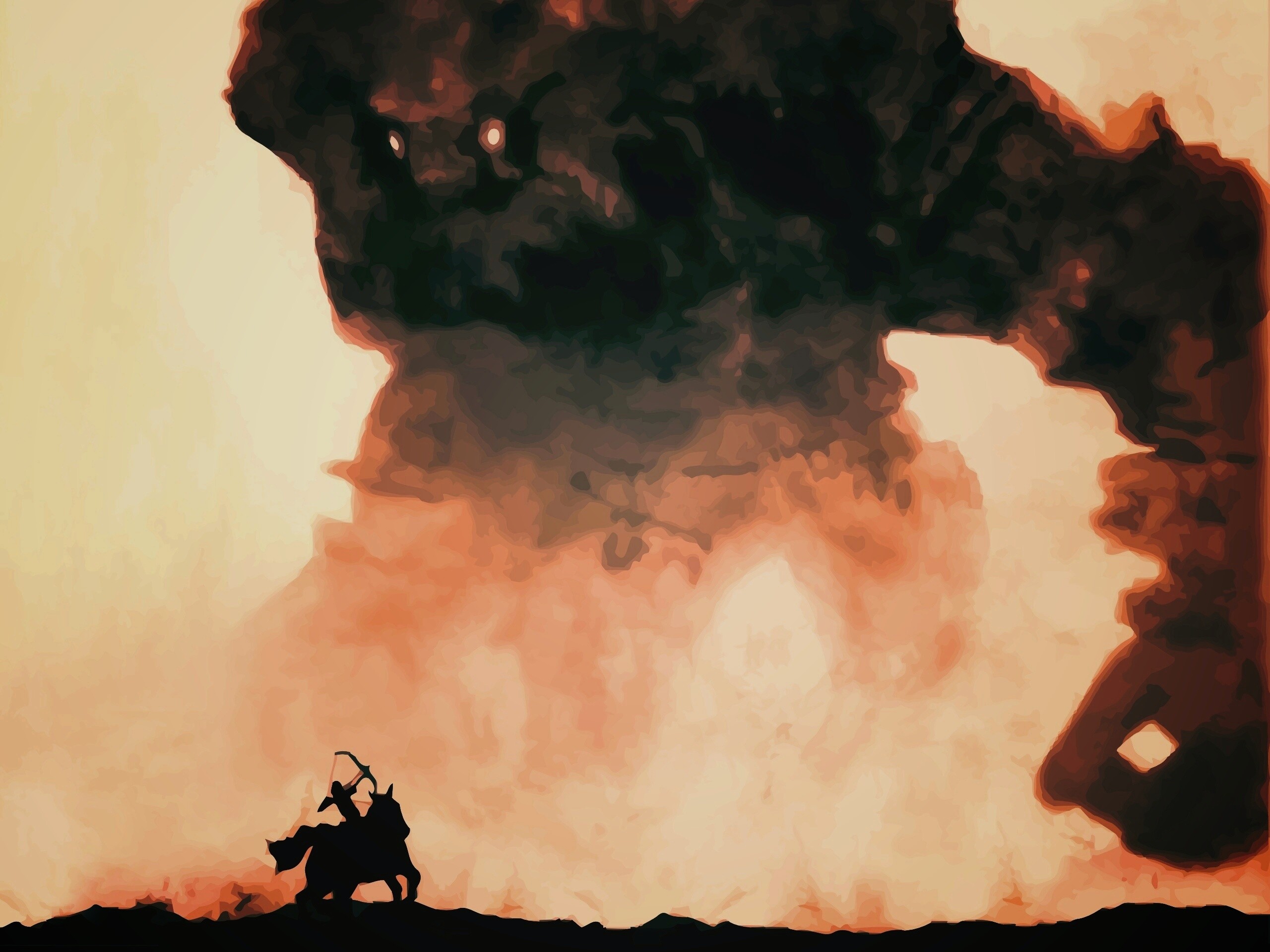 Всадник и огромный голем обои