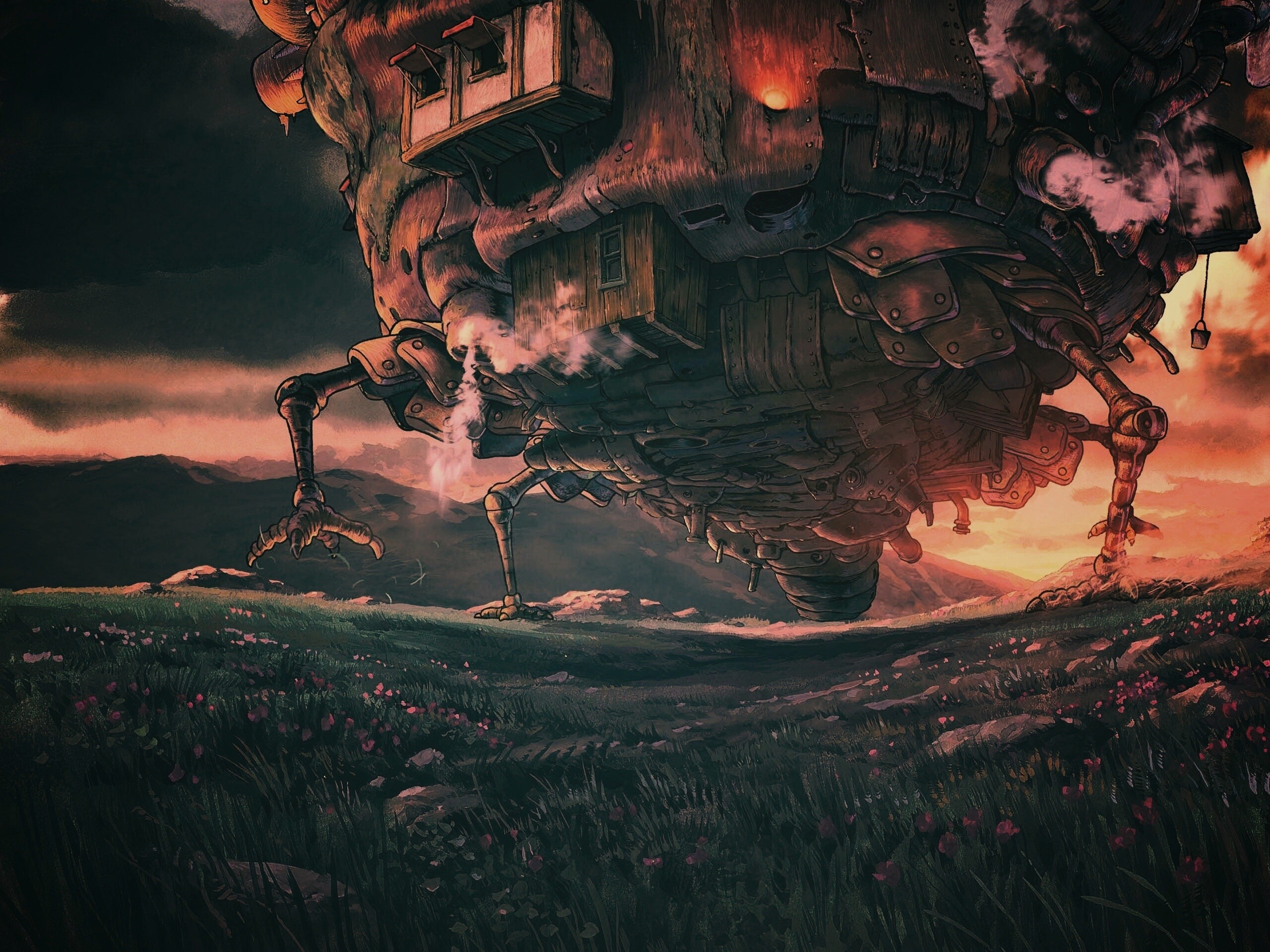 Ходячий замок в движении обои