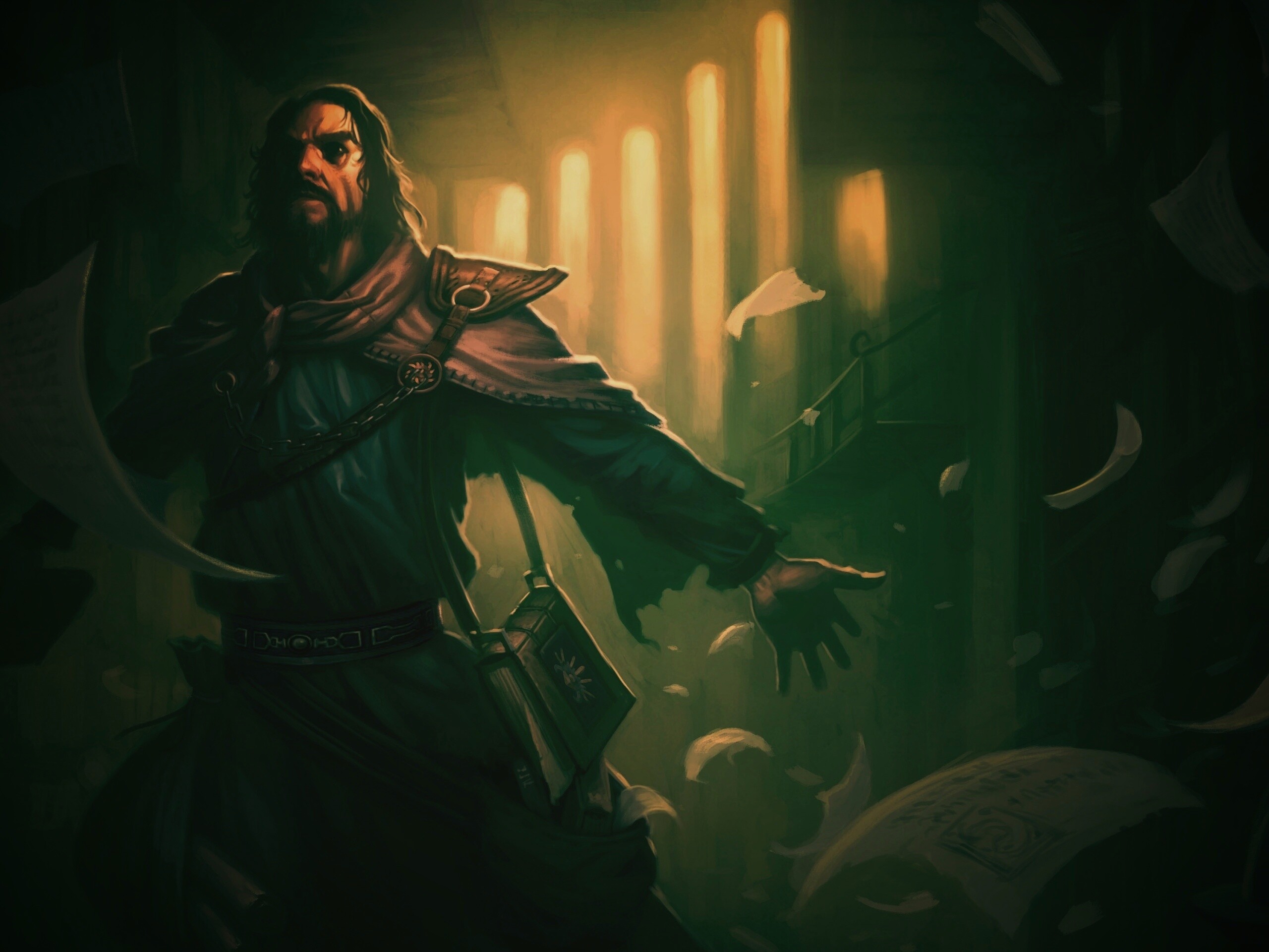 Маг в библиотеке обои