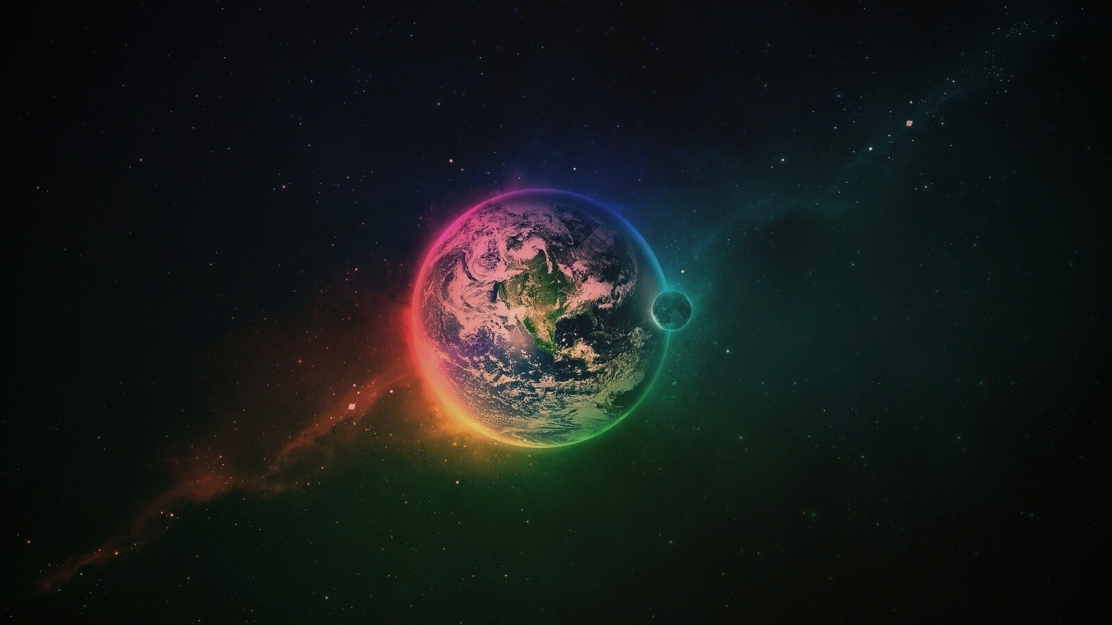 Земля в радужном ореоле обои