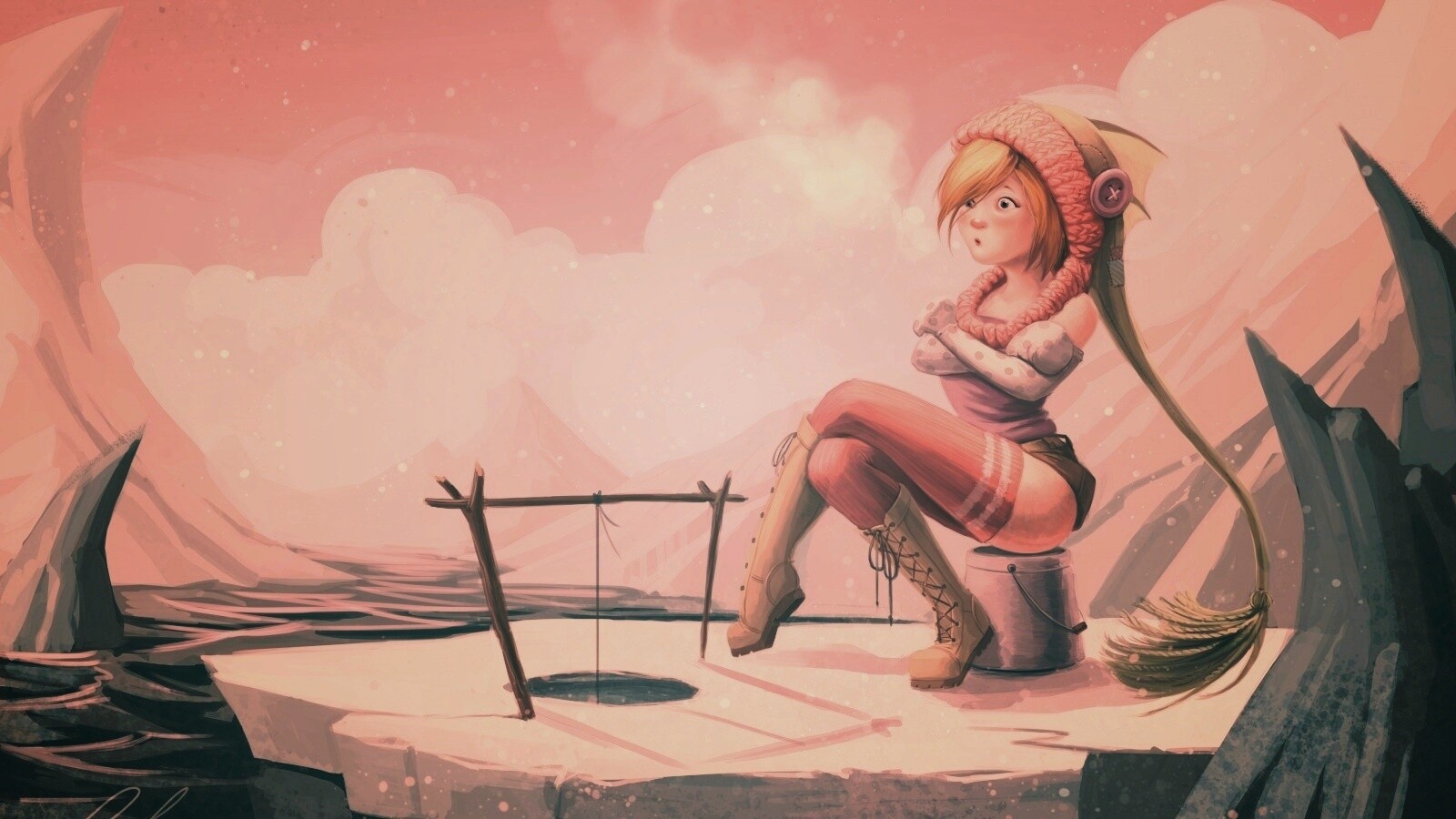 Тяготы зимней рыбалки обои