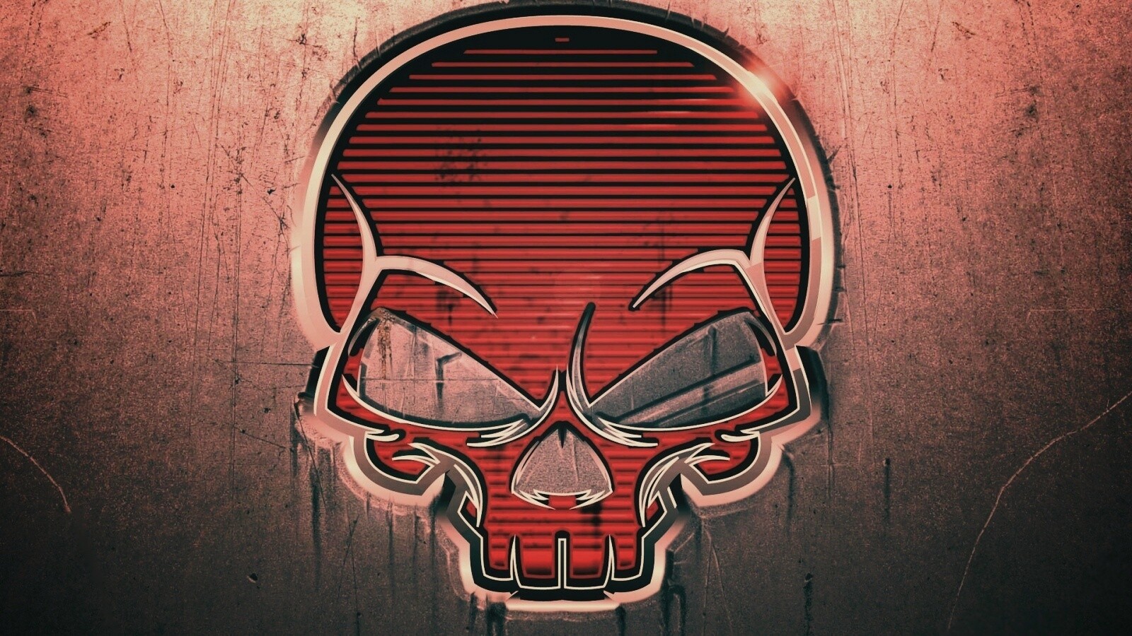 Красный череп лого обои