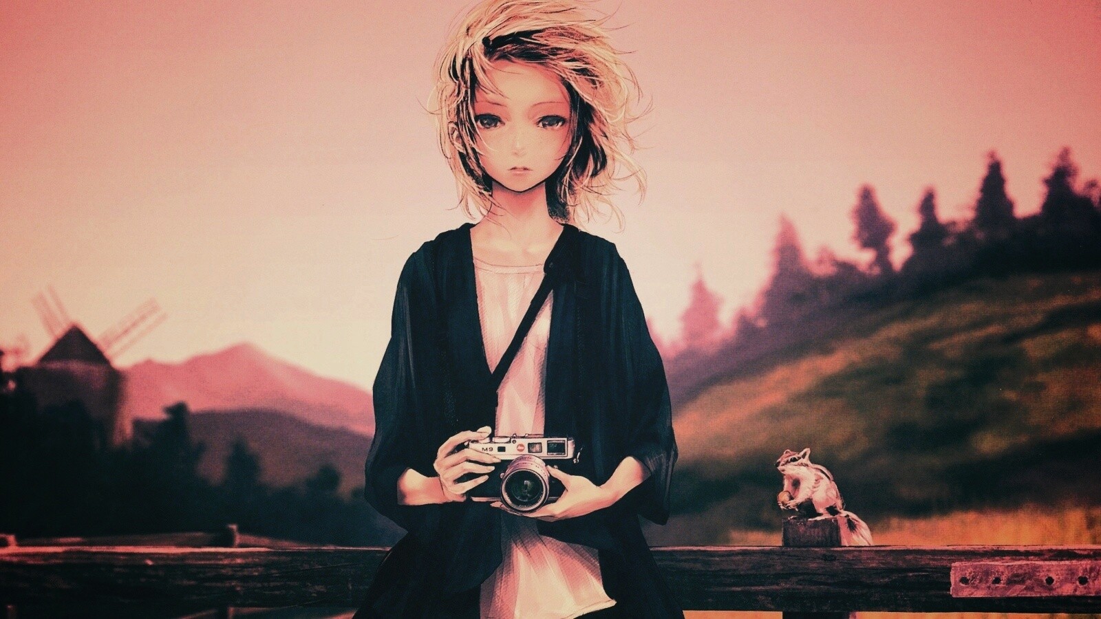 Девушка с фотоаппаратом обои