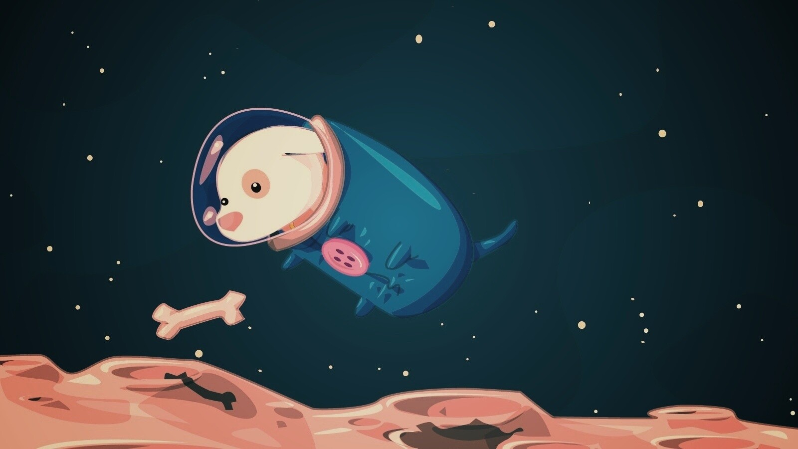 Собачка на луне обои