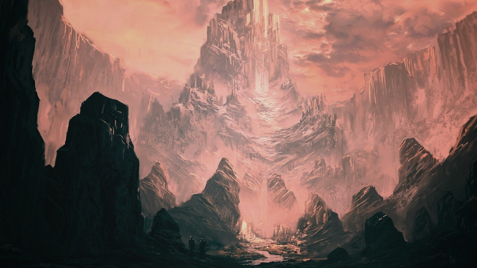 Город в горах обои