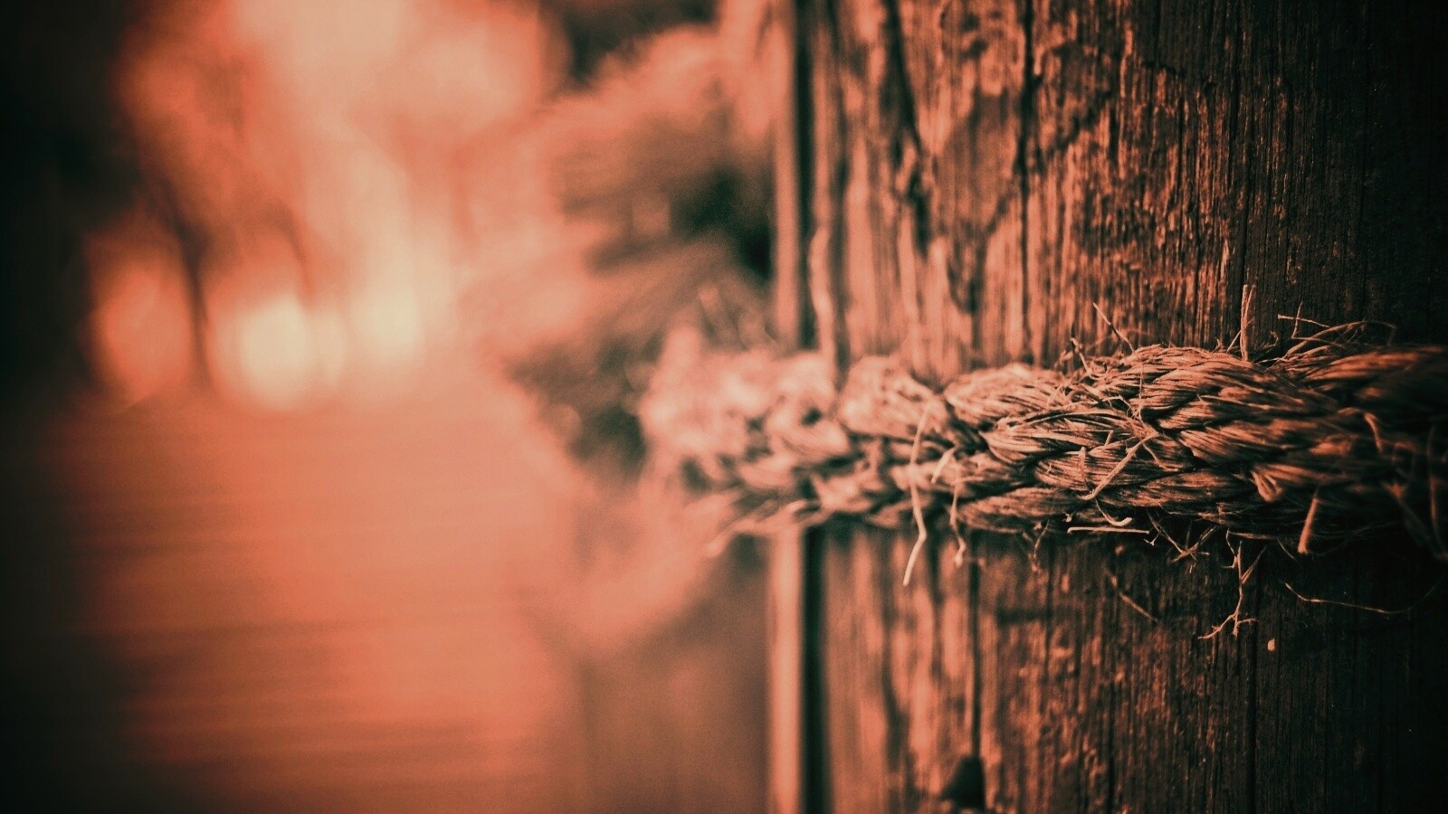 Веревка на деревянном столбе обои