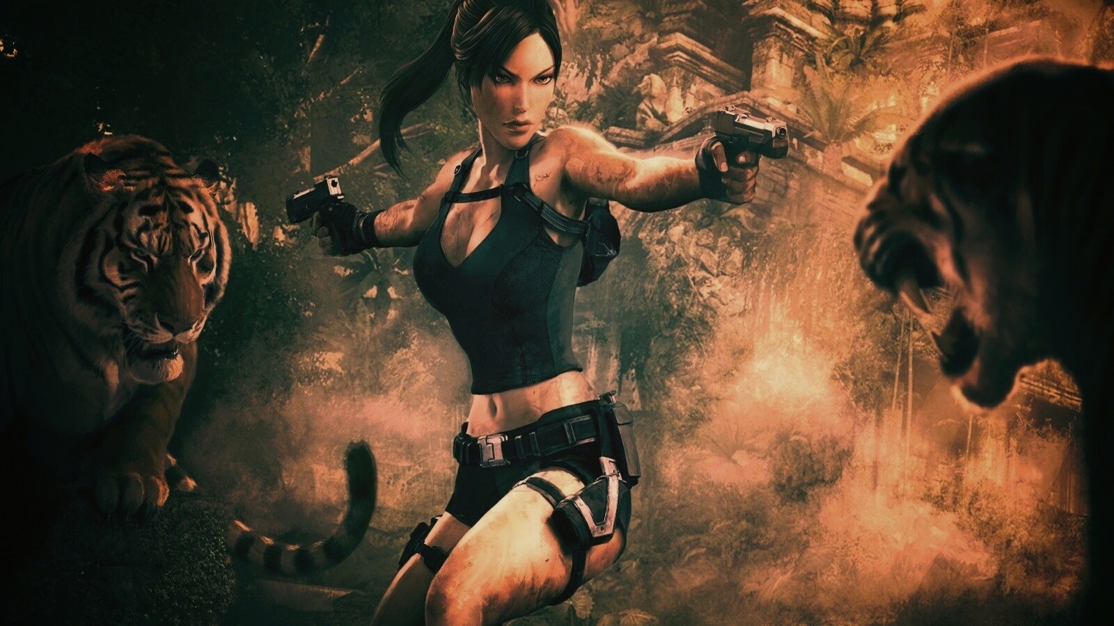 Лара Крофт протв тигров обои