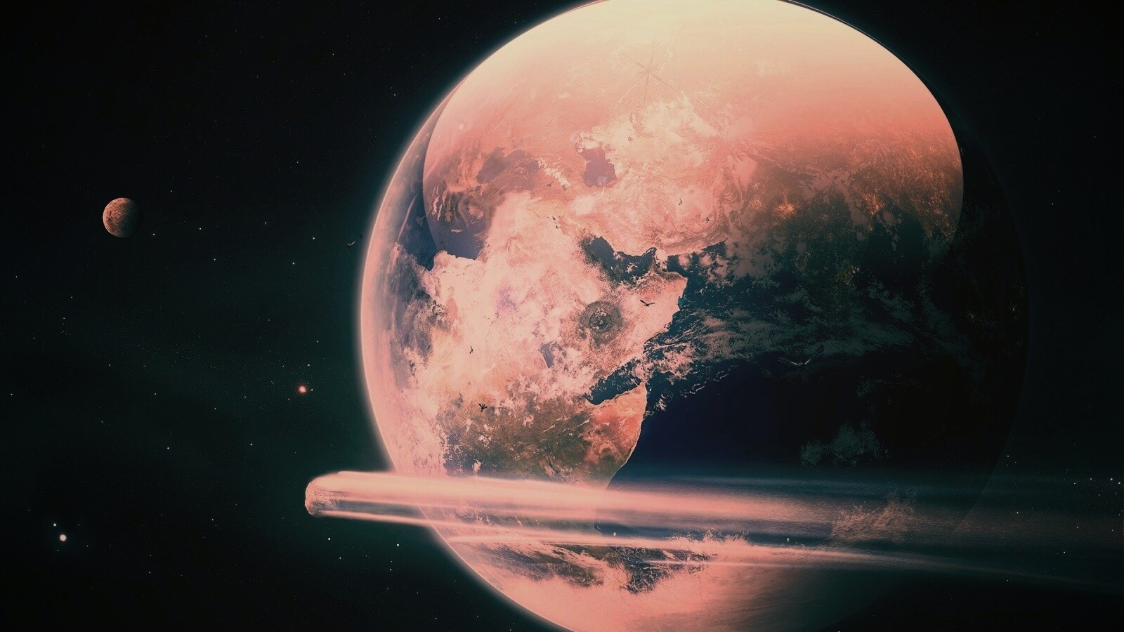 Метеорит пролетает мимо Земли обои