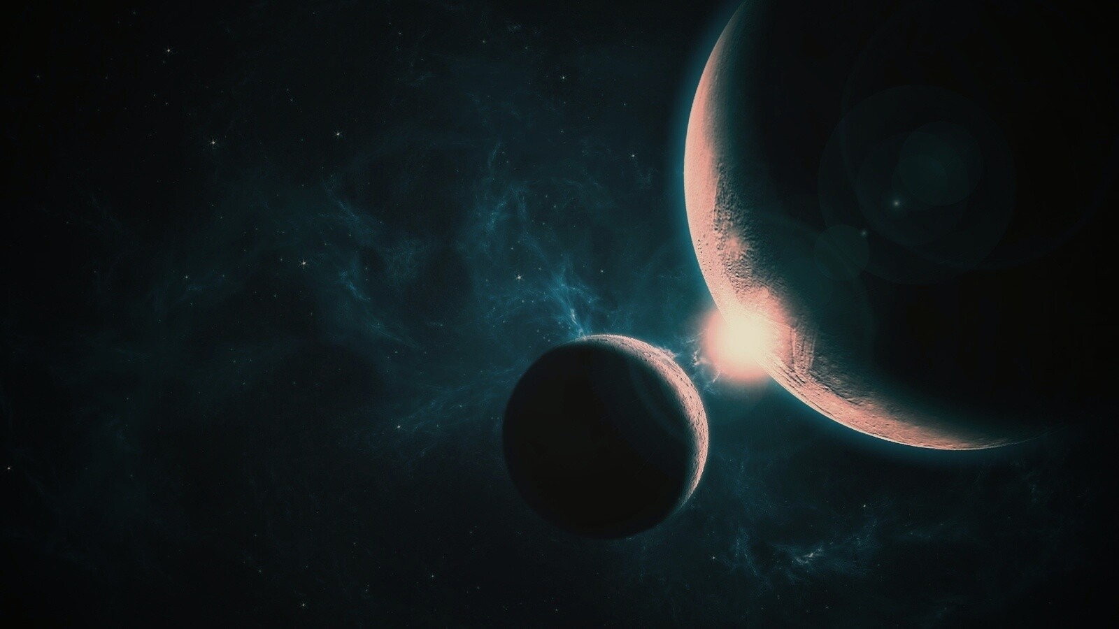 Планета и спутник обои