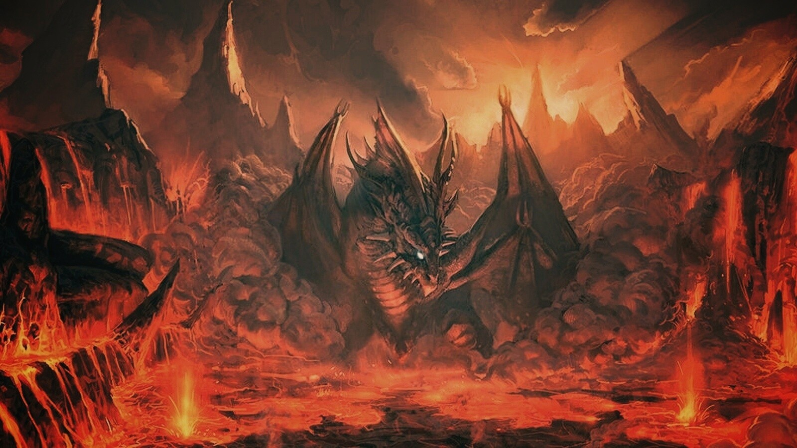 Дракон в лаве обои
