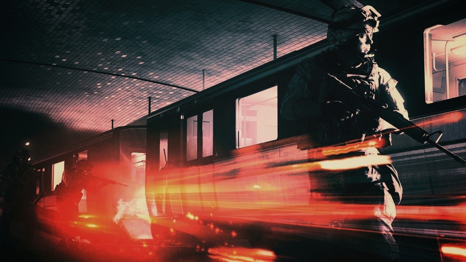 Солдаты на станции метро обои