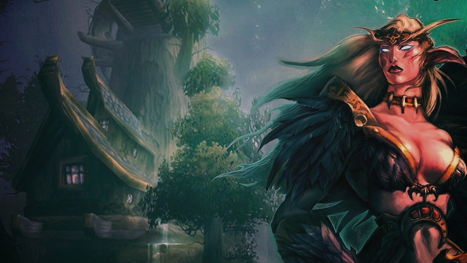 Тёмная эльфика в лесу обои