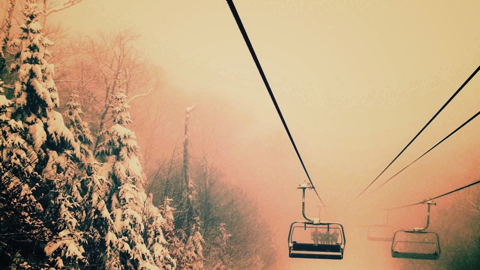 Канатная дорога в зиму обои