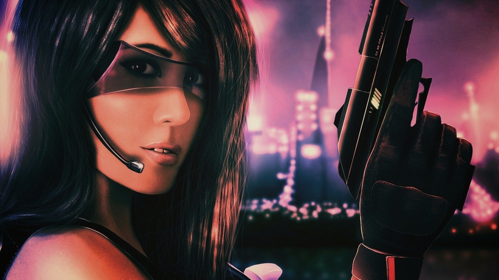 Девушка из будущего с пистолетом обои