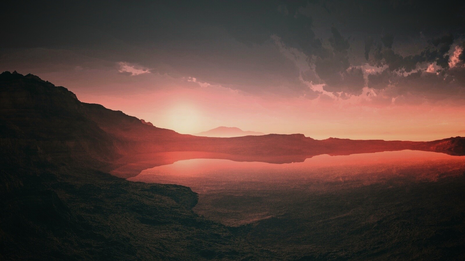 Озеро в каменистой пустыне обои