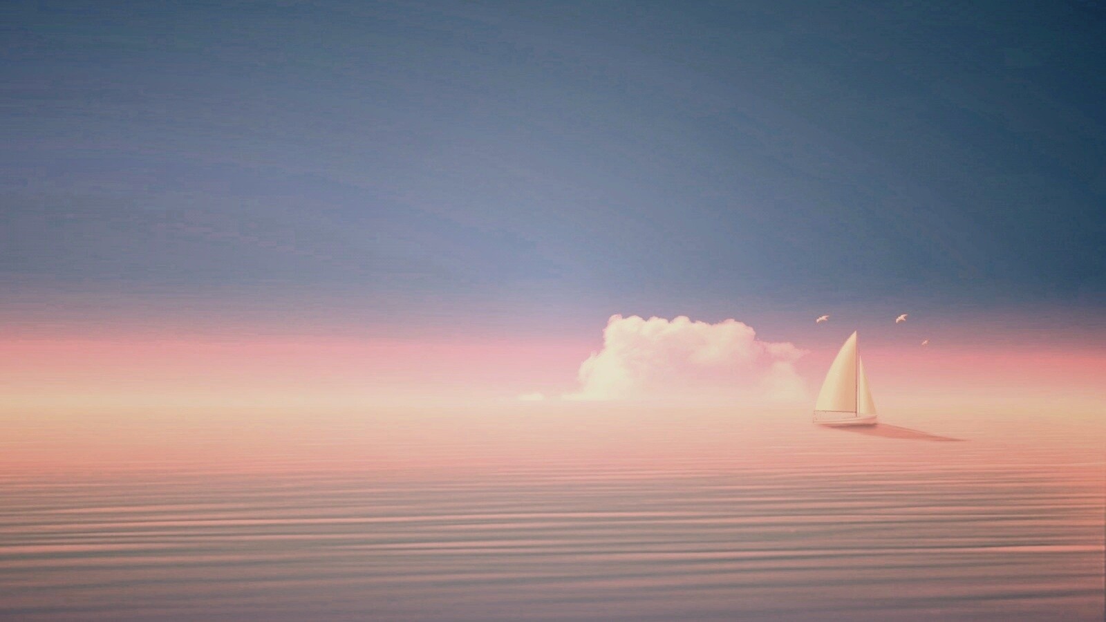 Голубые обои под хорошее настроение с парусником обои