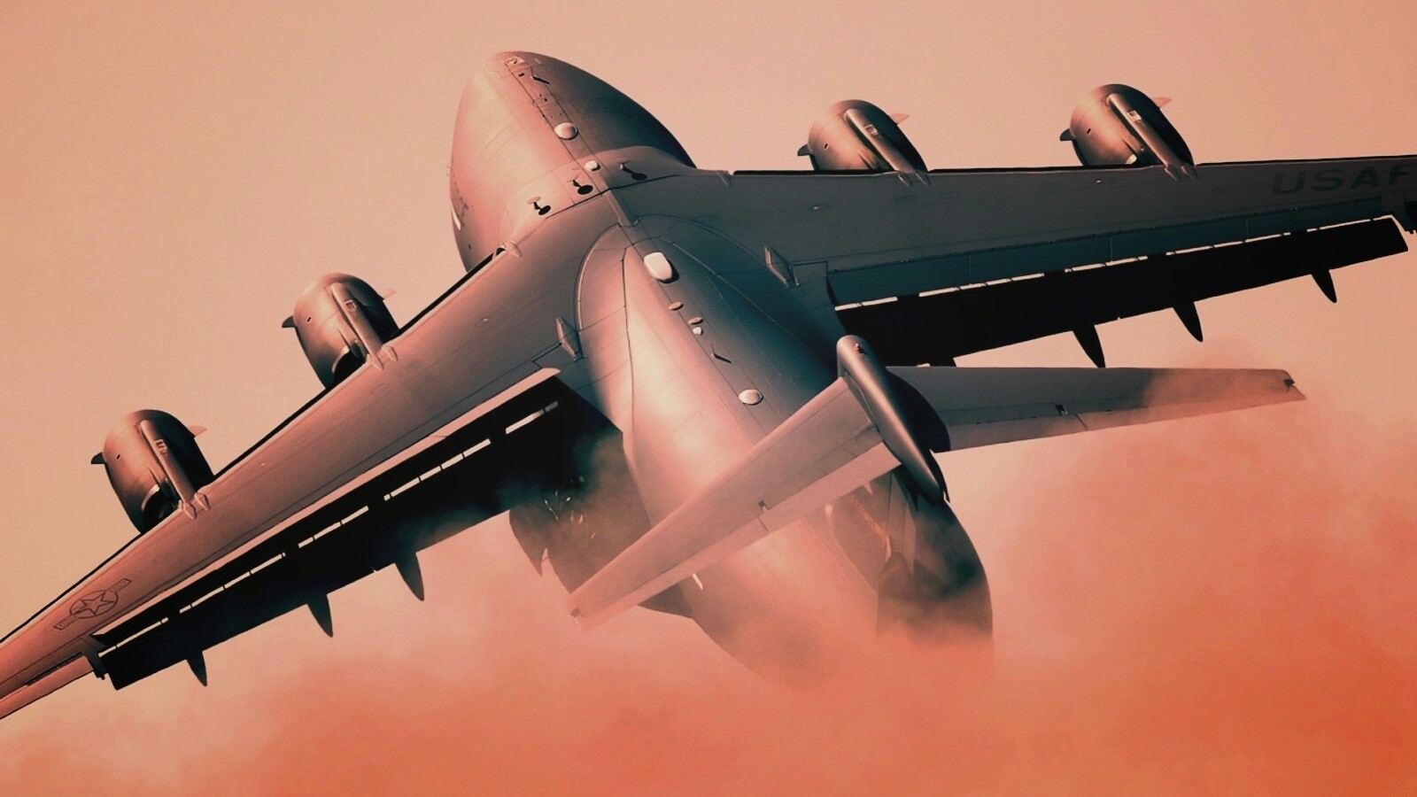 Большой грузовой самолет на взлете обои