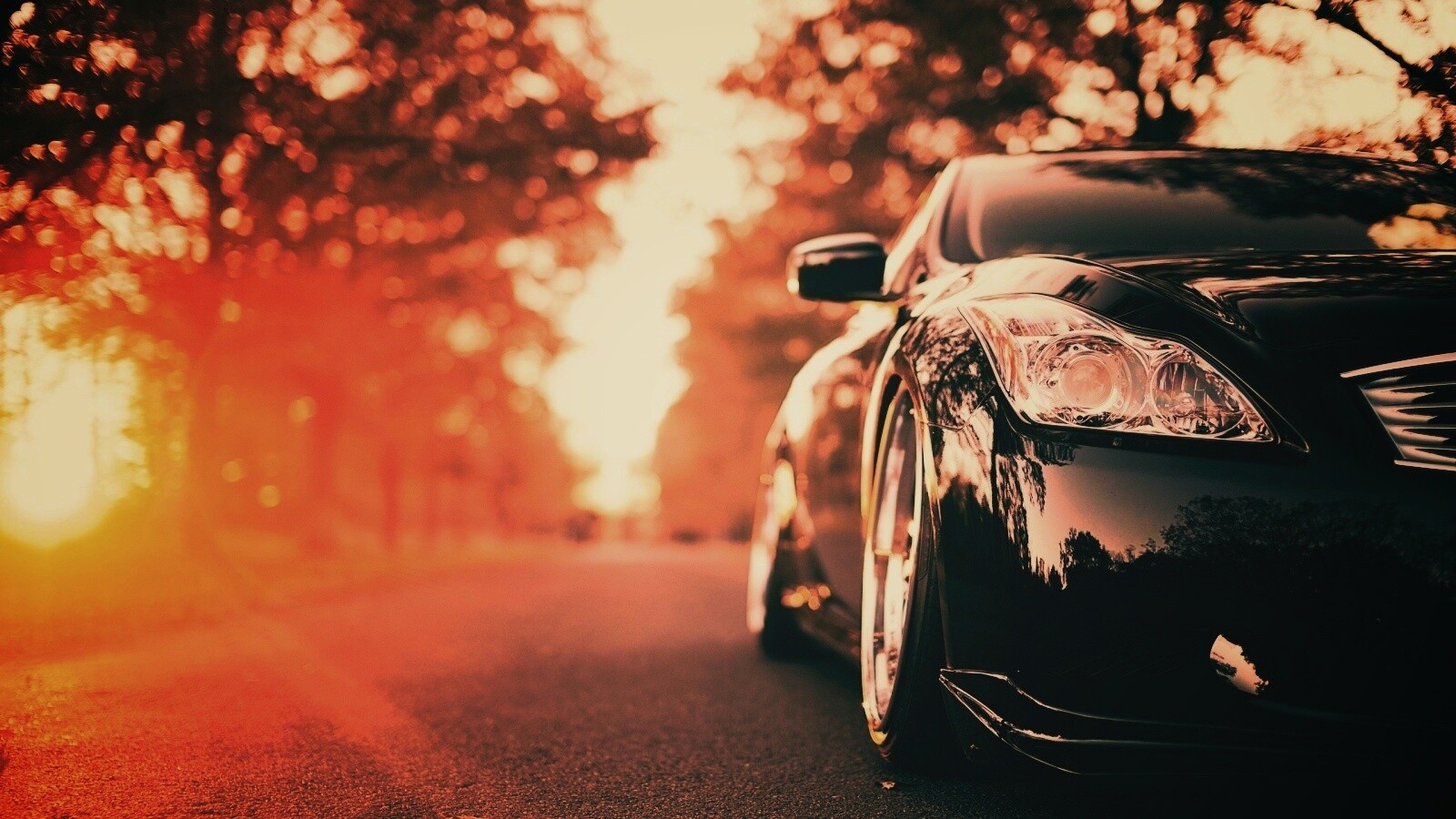 Автомобиль на закате обои
