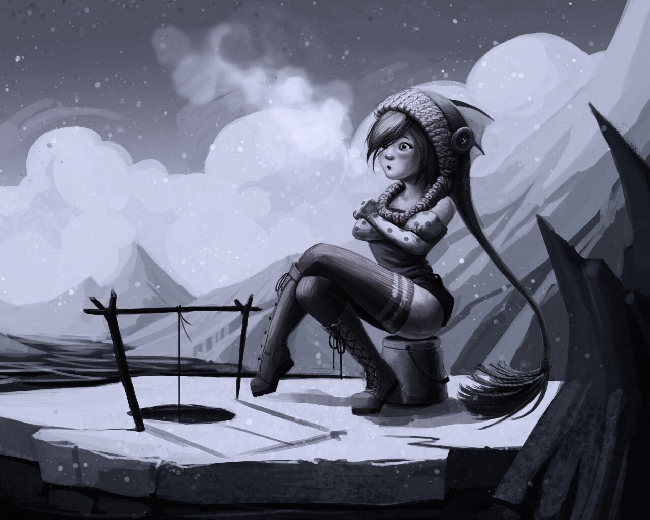 Тяготы зимней рыбалки обои