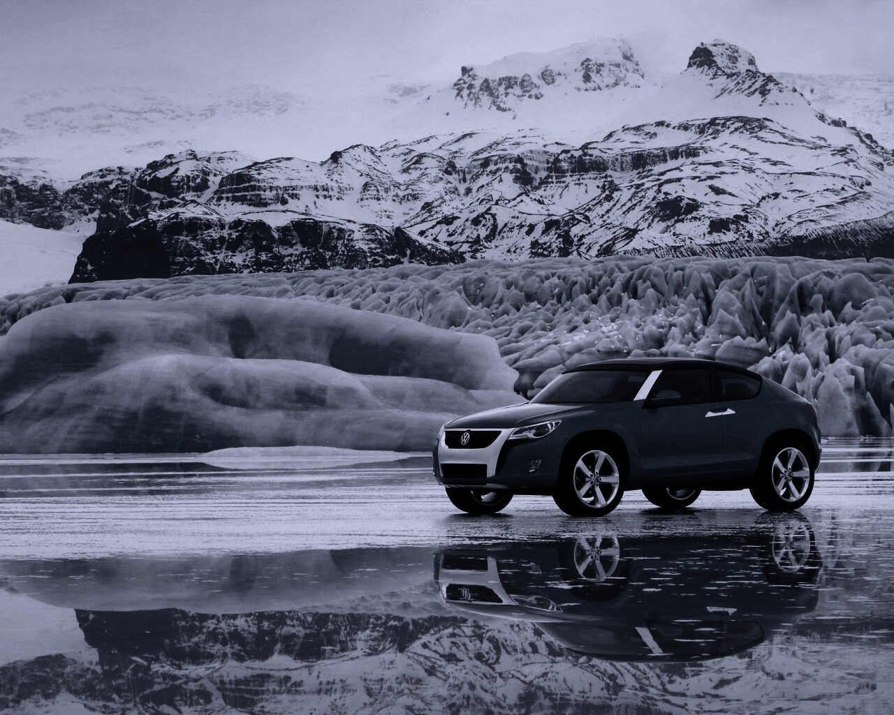 Внедорожник Фольксваген на льду обои