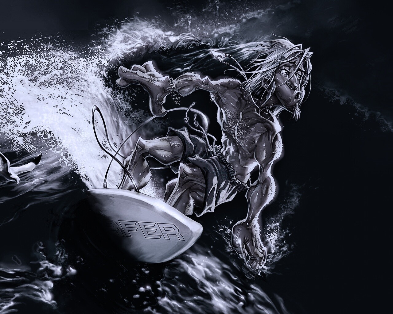 Карикатура на серфера обои