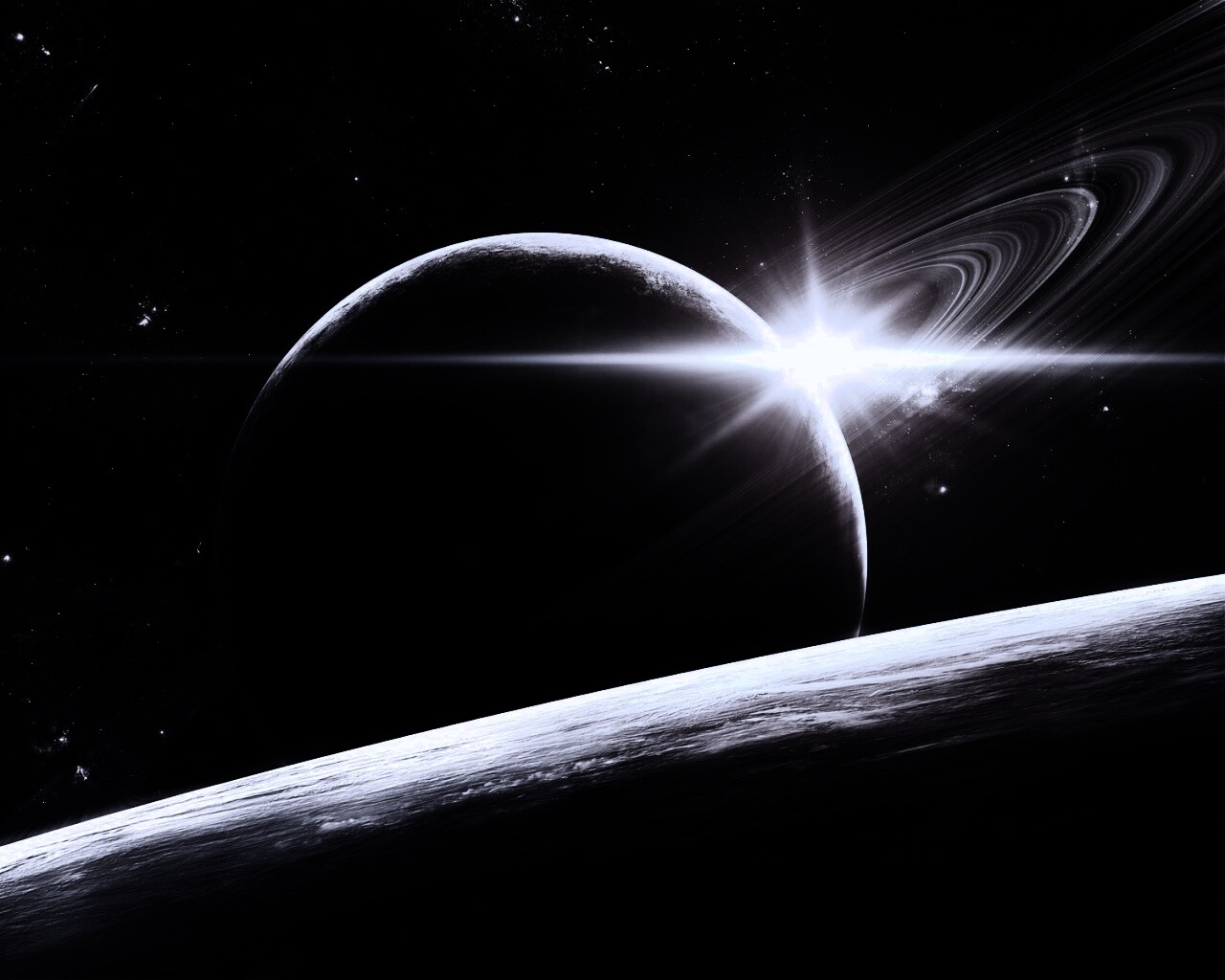 Солнце сквозь кольца Сатурна обои